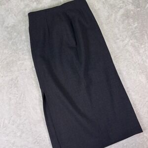 Vtg Jones New York Women's Wool Pencil Skirt Sz 8 Black Side Slit Career Office
